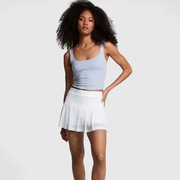 PINK VICTORIA’S SECRET Women’s White Pleated Active Skirt Skort Size Small - Picture 1 of 9